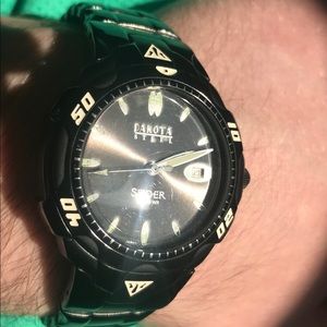 Dakota Steel Spider Men’s Watch Black Water Resis.